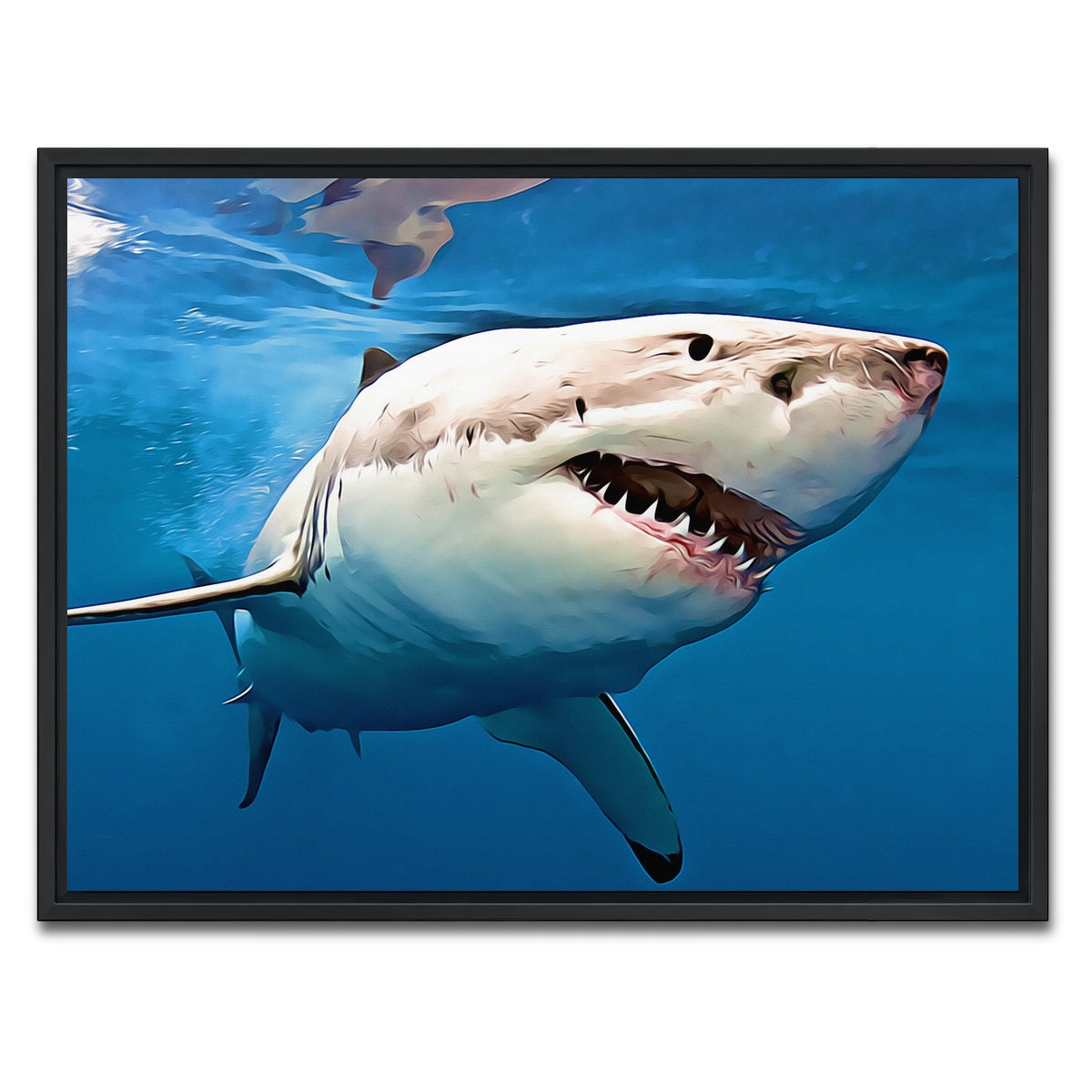 AUTO-MOCKUP WHITE | Great White Shark | 1 Piece | Black Framed Canvas | group=4x3