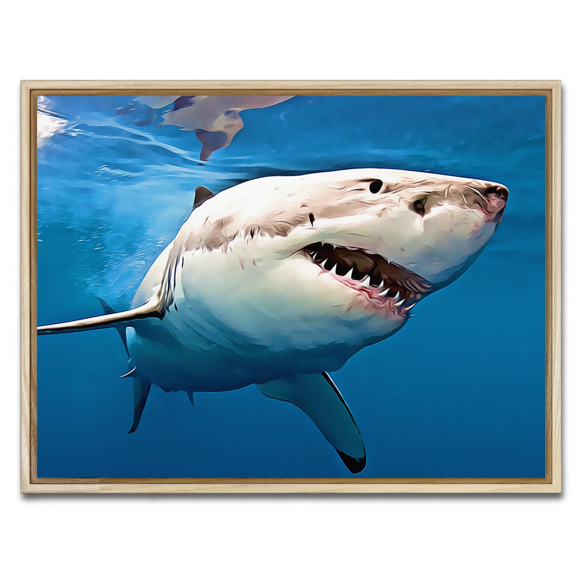 AUTO-MOCKUP WHITE | Great White Shark | 1 Piece | Natural Framed Canvas | group=4x3