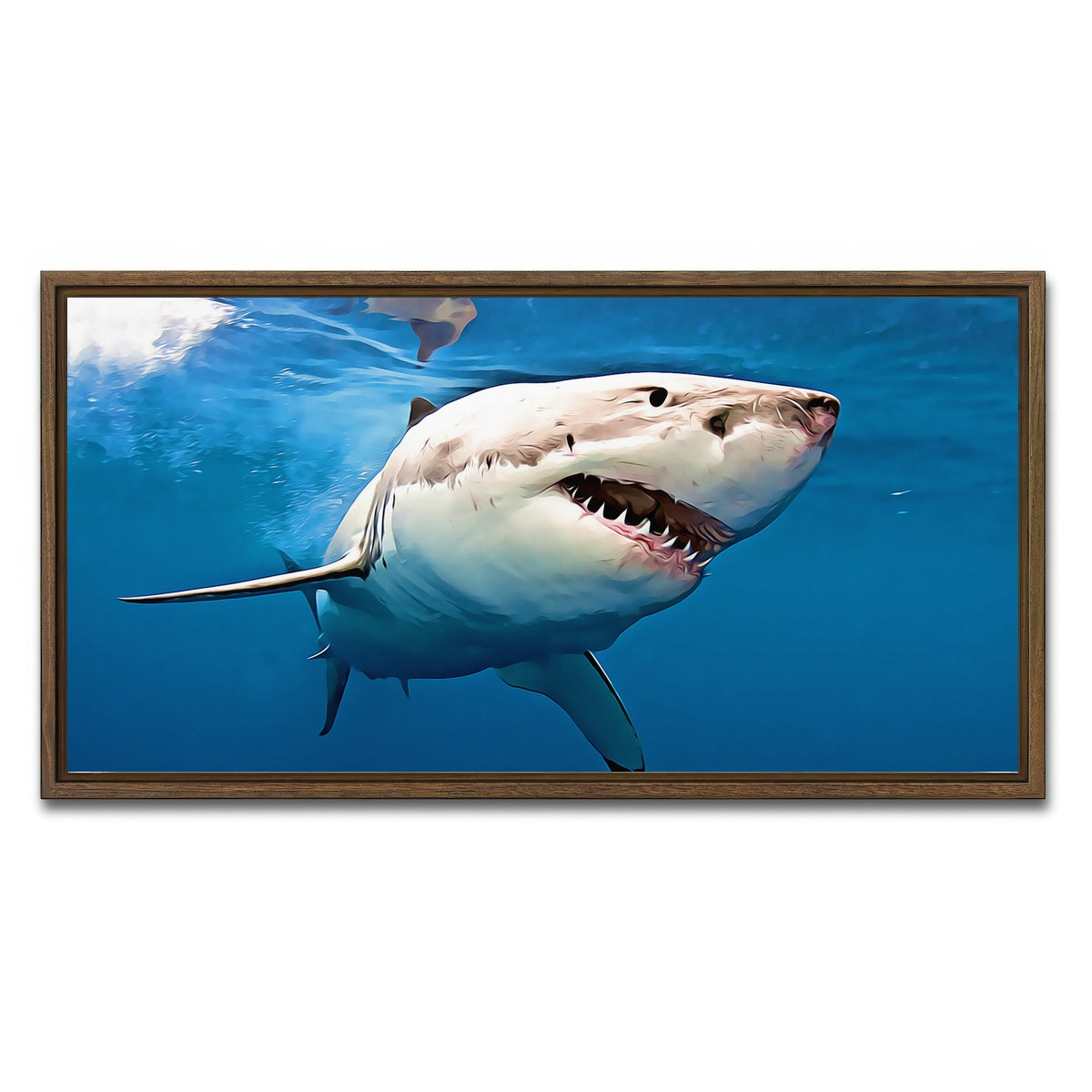 AUTO-MOCKUP WHITE | Great White Shark | 1 Piece | Walnut Framed Canvas | group=2x1