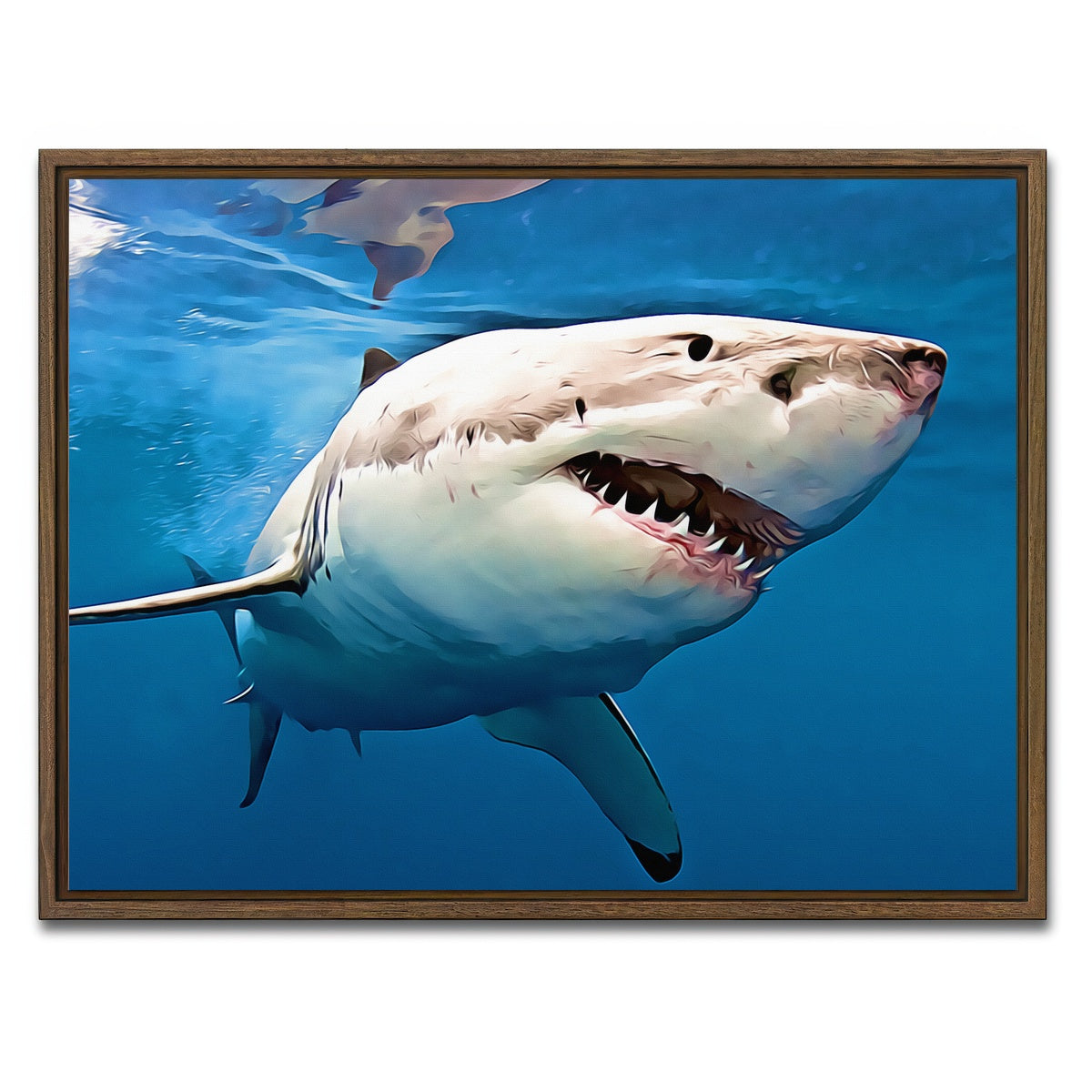 AUTO-MOCKUP WHITE | Great White Shark | 1 Piece | Walnut Framed Canvas | group=4x3