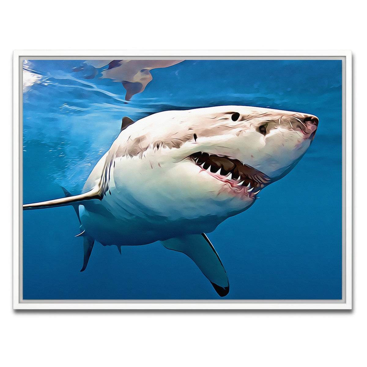 AUTO-MOCKUP WHITE | Great White Shark | 1 Piece | White Framed Canvas | group=4x3