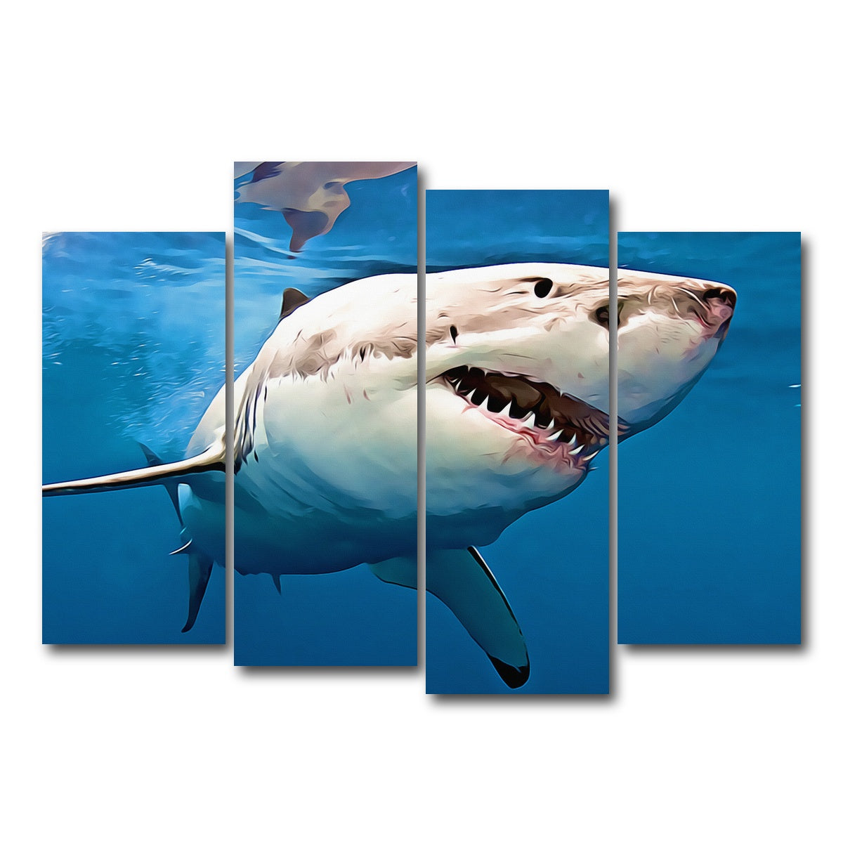 AUTO-MOCKUP WHITE | Great White Shark | 4 Piece | Gallery Wrap Canvas | group=4_normal
