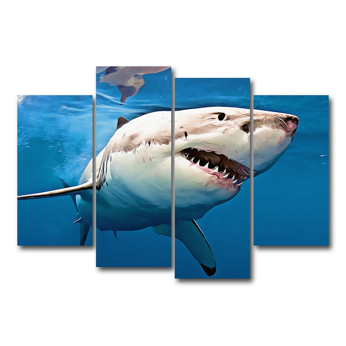 AUTO-MOCKUP WHITE | Great White Shark | 4 Piece | Gallery Wrap Canvas | group=4_short