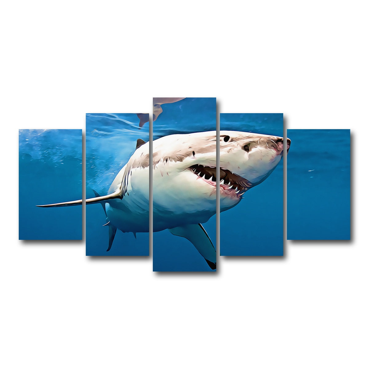 AUTO-MOCKUP WHITE | Great White Shark | 5 Piece | Gallery Wrap Canvas | group=5_normal