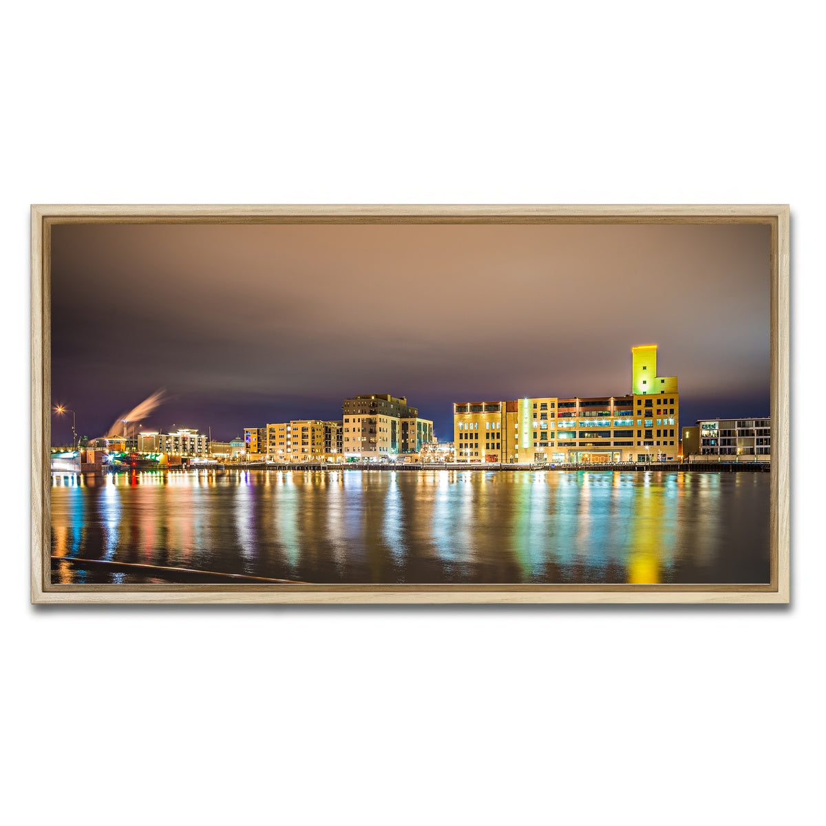 AUTO-MOCKUP WHITE | Green Bay city skyline | 1 Piece | Natural Framed Canvas | group=2x1