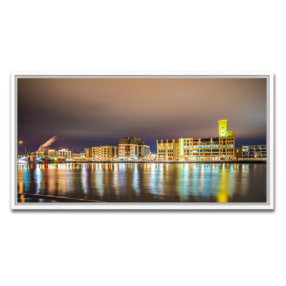 AUTO-MOCKUP WHITE | Green Bay city skyline | 1 Piece | White Framed Canvas | group=2x1