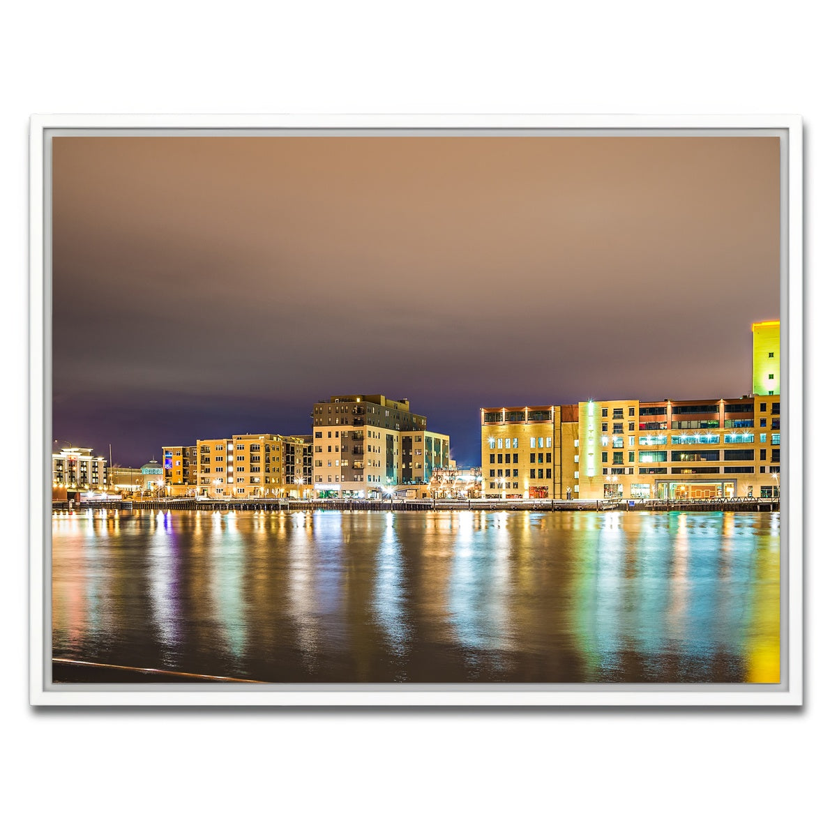 AUTO-MOCKUP WHITE | Green Bay city skyline | 1 Piece | White Framed Canvas | group=4x3