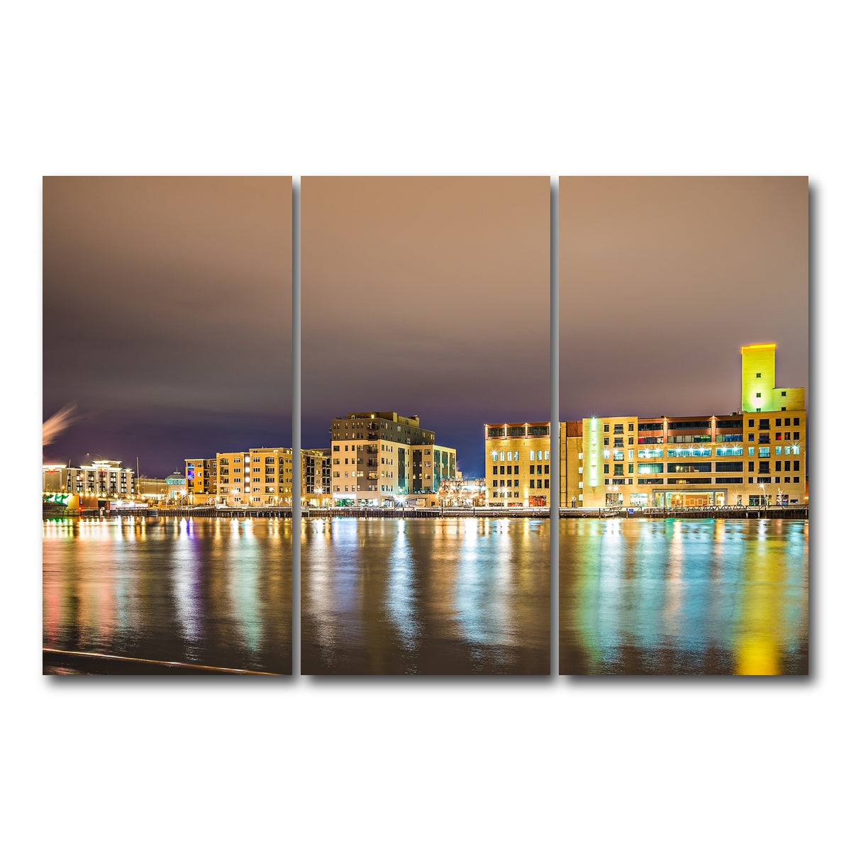 AUTO-MOCKUP WHITE | Green Bay city skyline | 3 Piece | Gallery Wrap Canvas | group=12x24