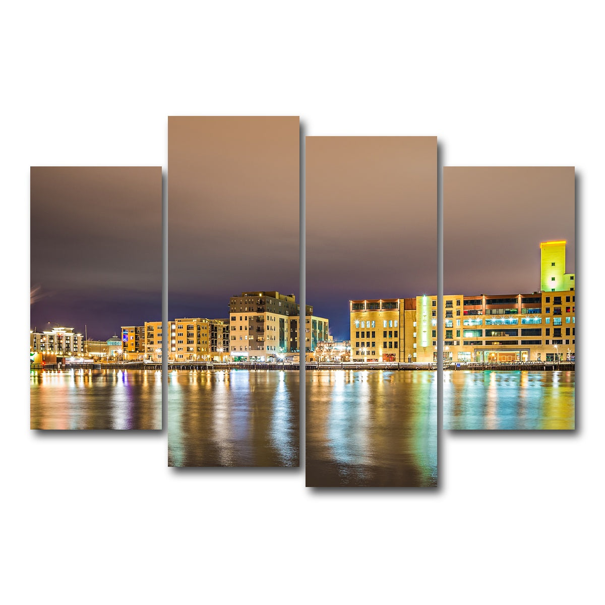 AUTO-MOCKUP WHITE | Green Bay city skyline | 4 Piece | Gallery Wrap Canvas | group=4_short