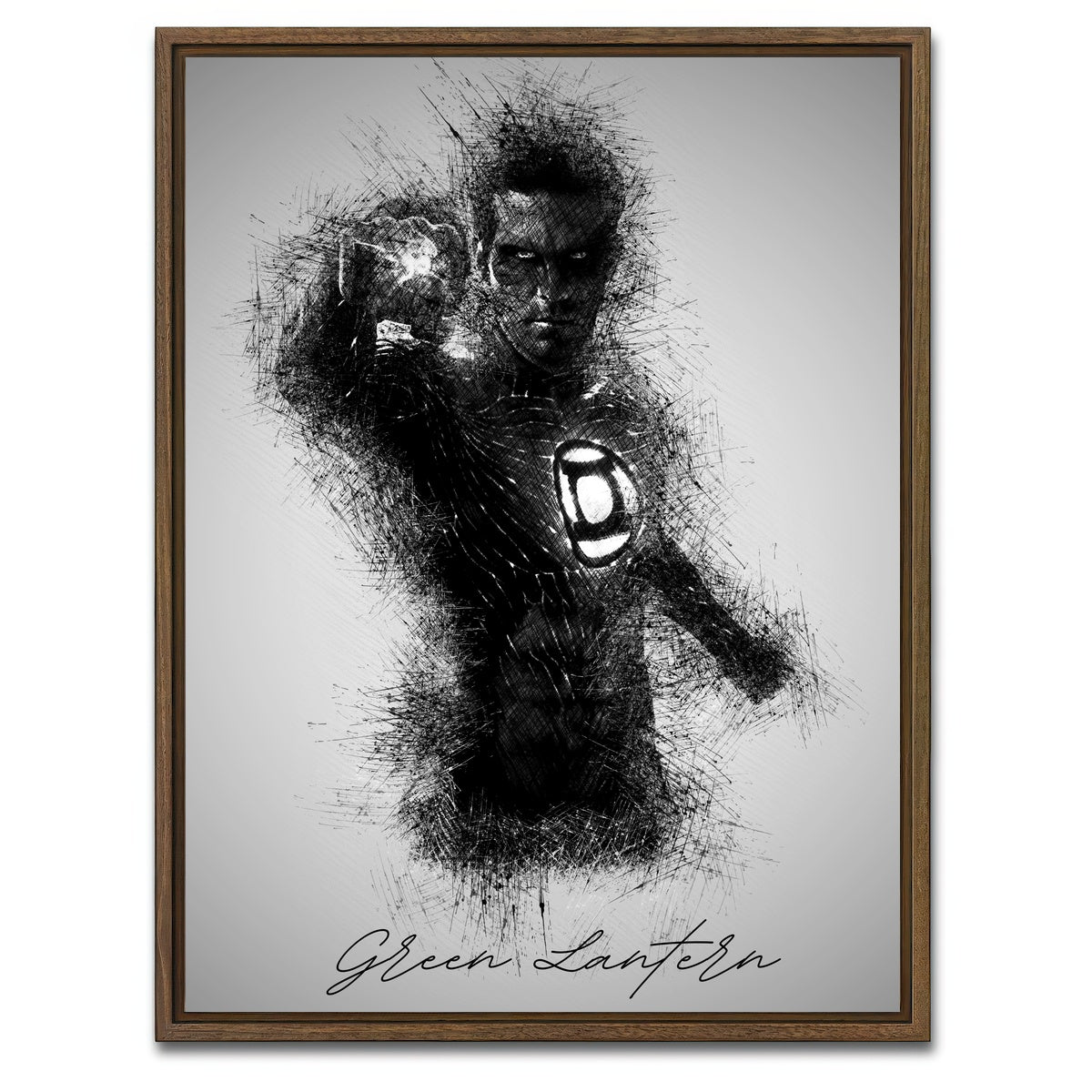 AUTO-MOCKUP WHITE | Green Lantern | 1 Piece | Walnut Framed Canvas | group=3x4