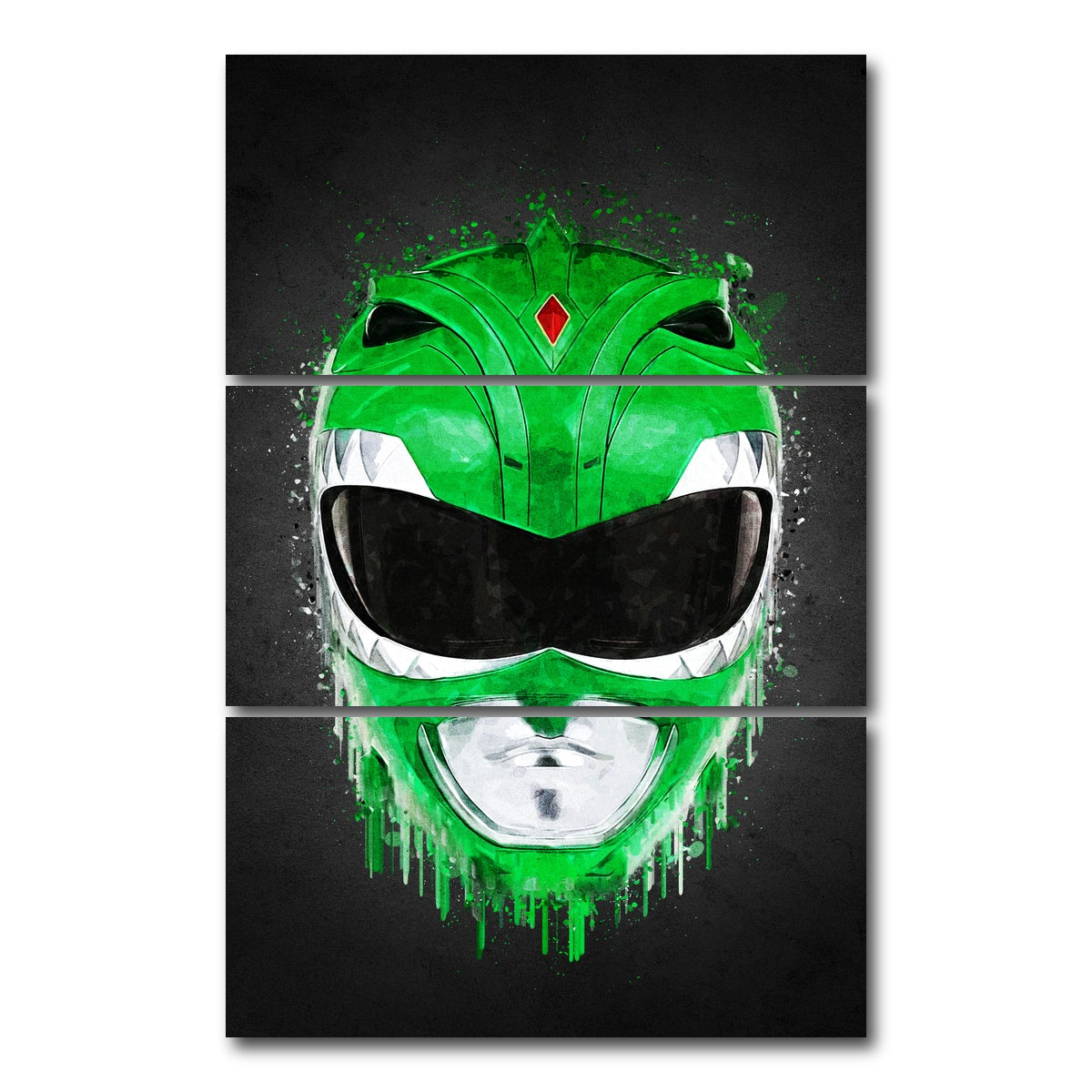AUTO-MOCKUP WHITE | Green Ranger Portrait | 3 Piece | Gallery Wrap Canvas | group=12x24_stacked