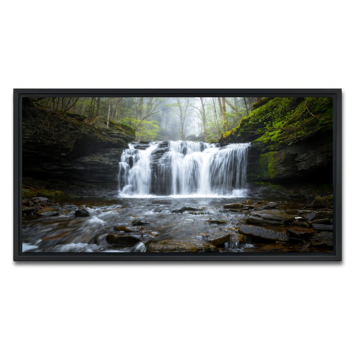 AUTO-MOCKUP WHITE | Green Serenity | 1 Piece | Black Framed Canvas | group=2x1