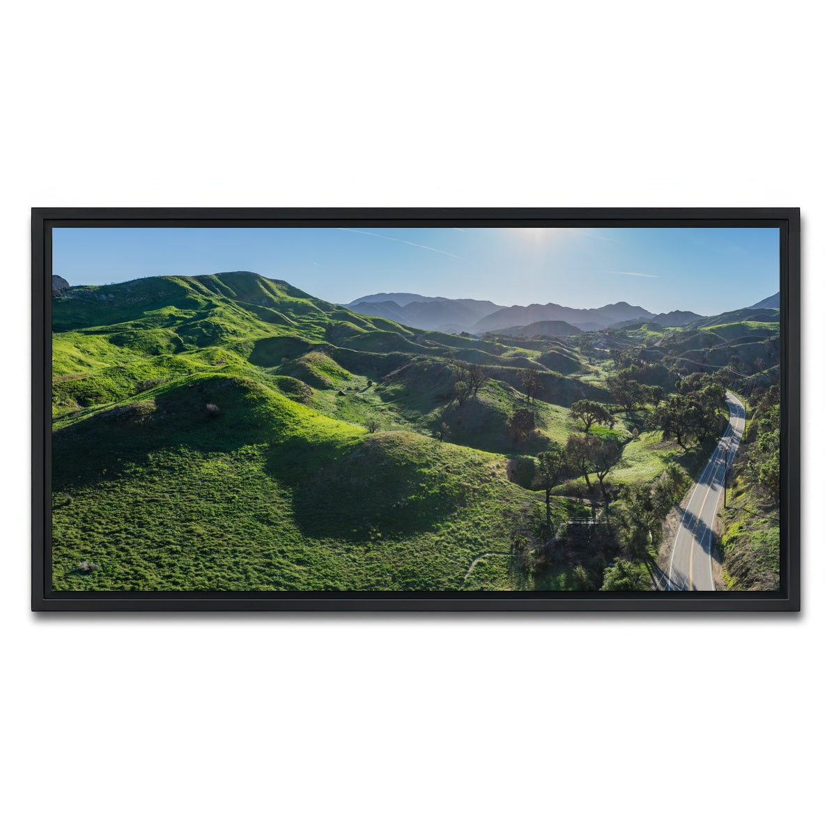 AUTO-MOCKUP WHITE | Green Southern California Hills | 1 Piece | Black Framed Canvas | group=2x1