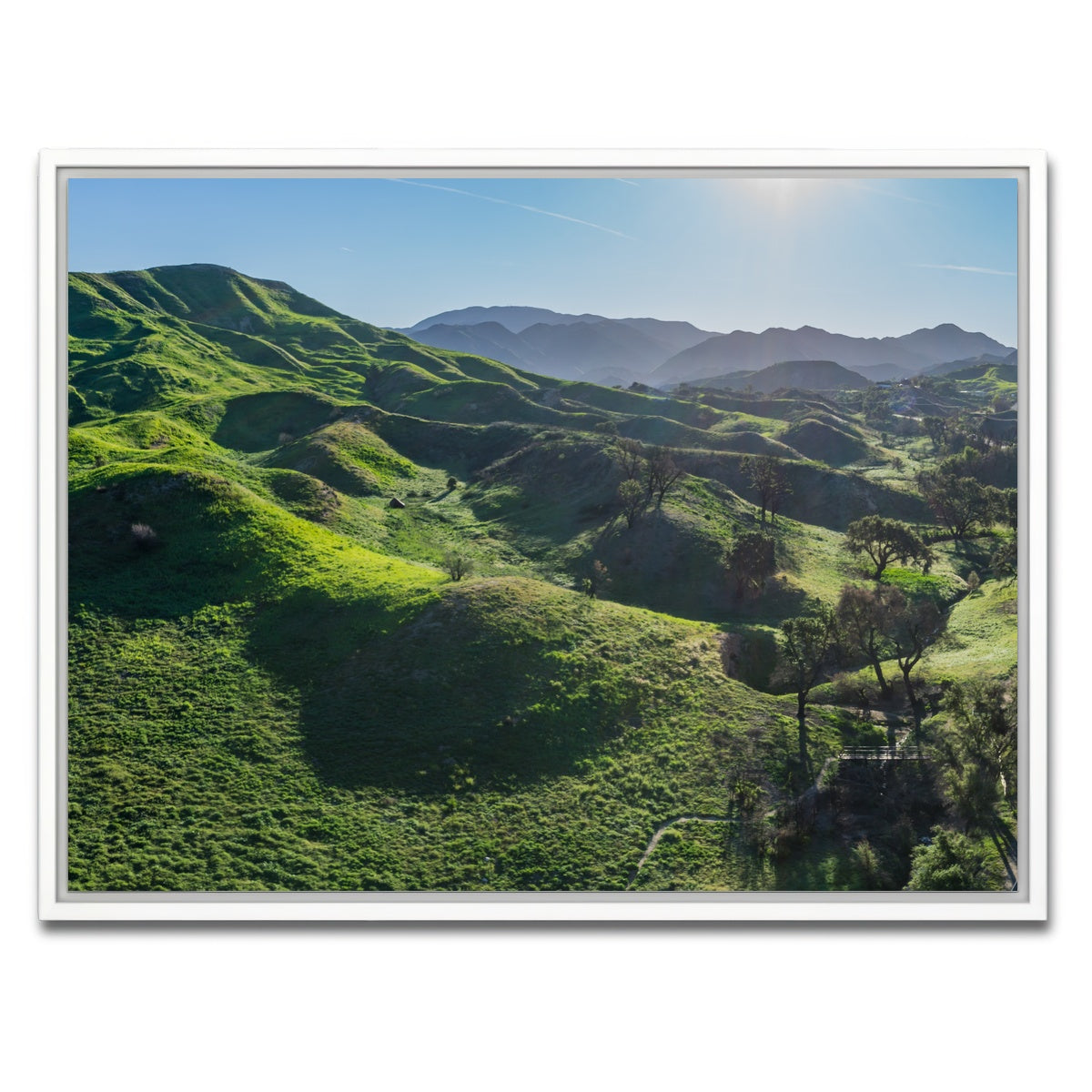 AUTO-MOCKUP WHITE | Green Southern California Hills | 1 Piece | White Framed Canvas | group=4x3