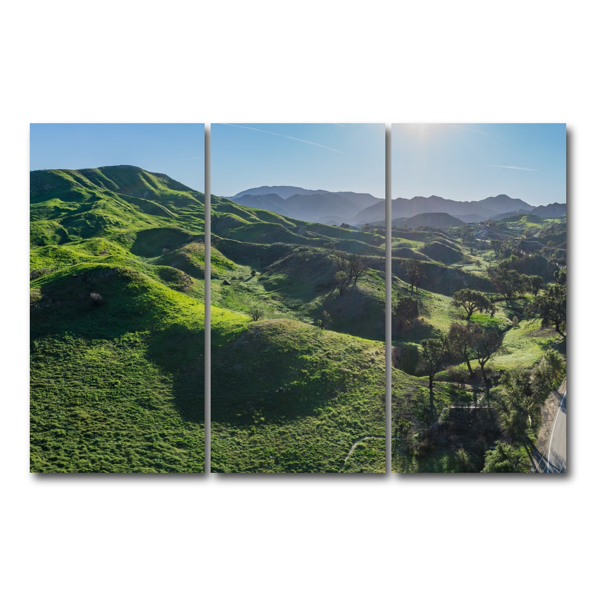 AUTO-MOCKUP WHITE | Green Southern California Hills | 3 Piece | Gallery Wrap Canvas | group=12x24