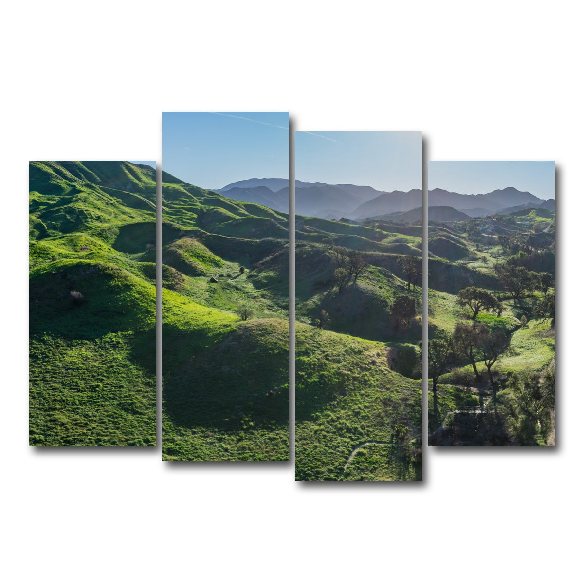 AUTO-MOCKUP WHITE | Green Southern California Hills | 4 Piece | Gallery Wrap Canvas | group=4_normal