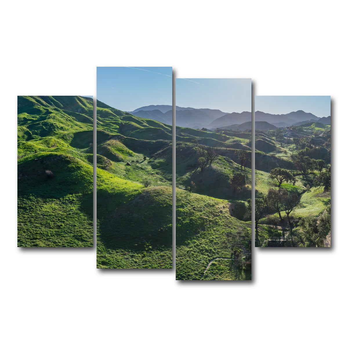 AUTO-MOCKUP WHITE | Green Southern California Hills | 4 Piece | Gallery Wrap Canvas | group=4_short