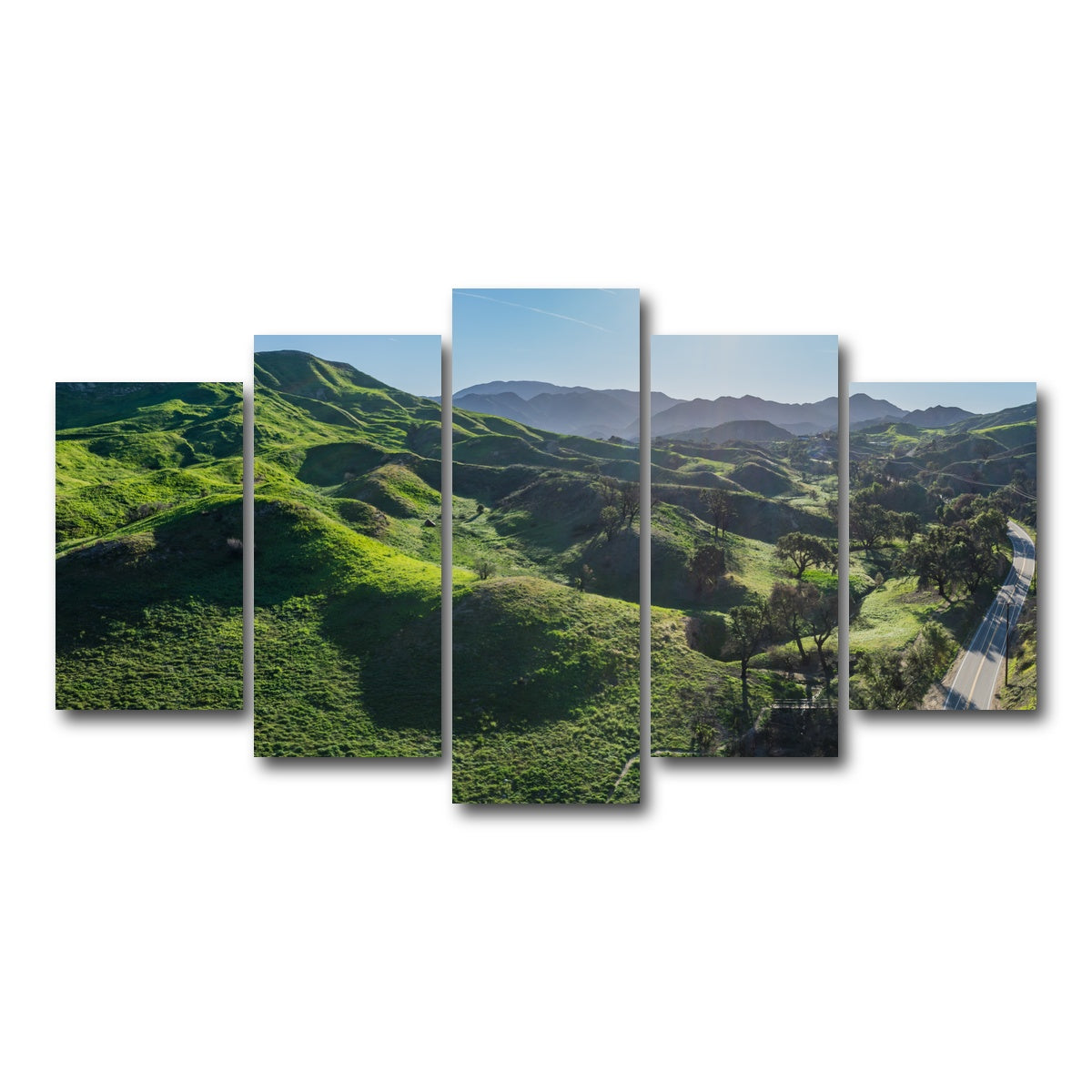 AUTO-MOCKUP WHITE | Green Southern California Hills | 5 Piece | Gallery Wrap Canvas | group=5_normal
