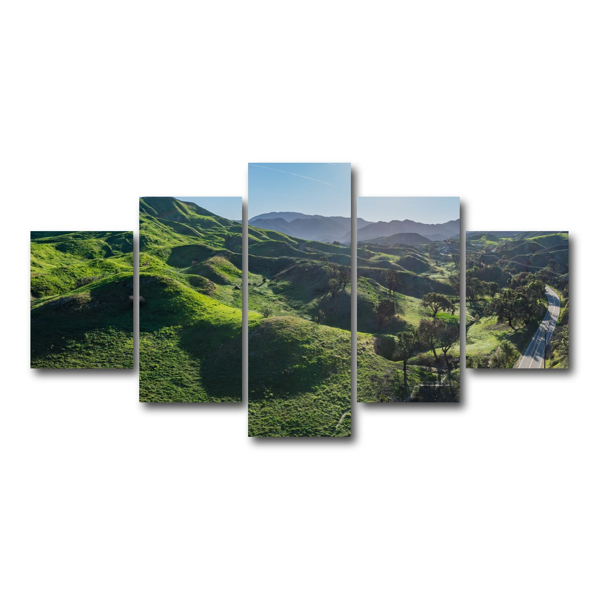 AUTO-MOCKUP WHITE | Green Southern California Hills | 5 Piece | Gallery Wrap Canvas | group=5_short