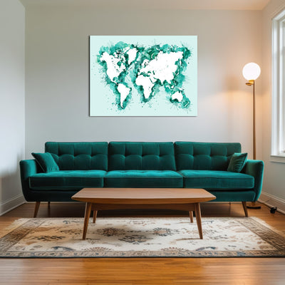 AUTO-MOCKUP ROOM | Green Splatter World Map