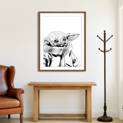 AUTO-MOCKUP ROOM | Grogu Sketch Wall Art