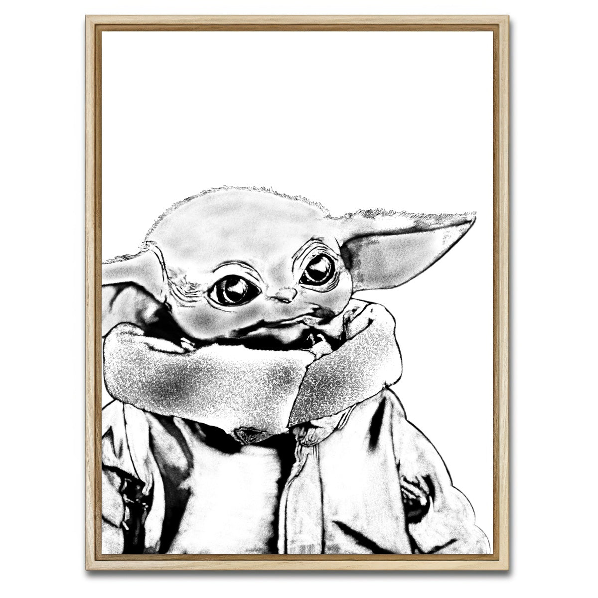 AUTO-MOCKUP WHITE | Grogu Sketch | 1 Piece | Natural Framed Canvas | group=3x4