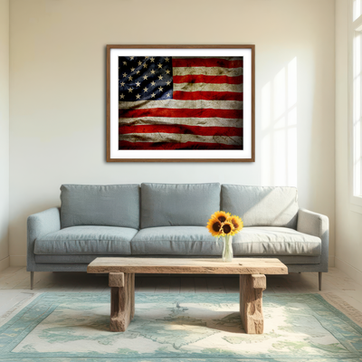 AUTO-MOCKUP ROOM | Grunge American Flag Wall Art