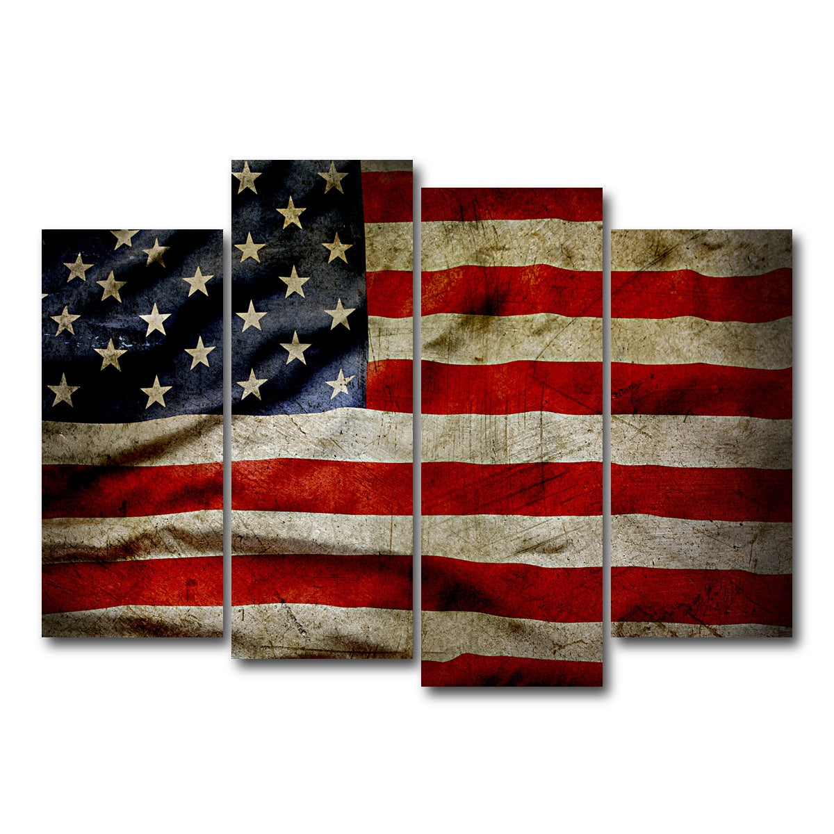AUTO-MOCKUP WHITE | Grunge American Flag | 4 Piece | Gallery Wrap Canvas | group=4_normal