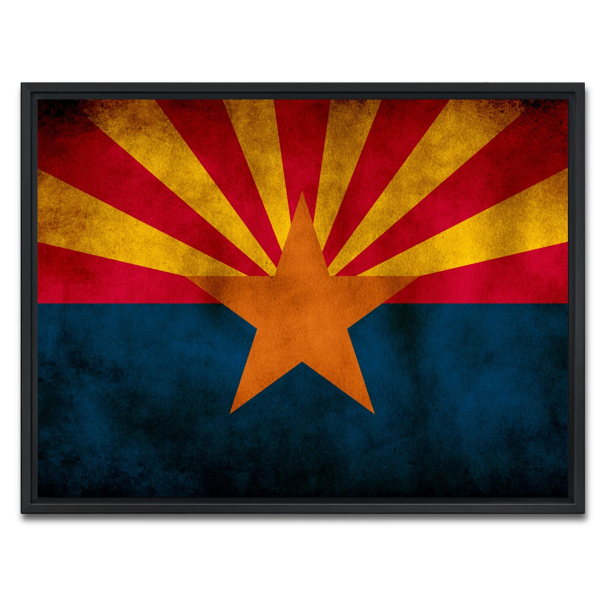 AUTO-MOCKUP WHITE | Grunge Arizona State Flag | 1 Piece | Black Framed Canvas | group=4x3