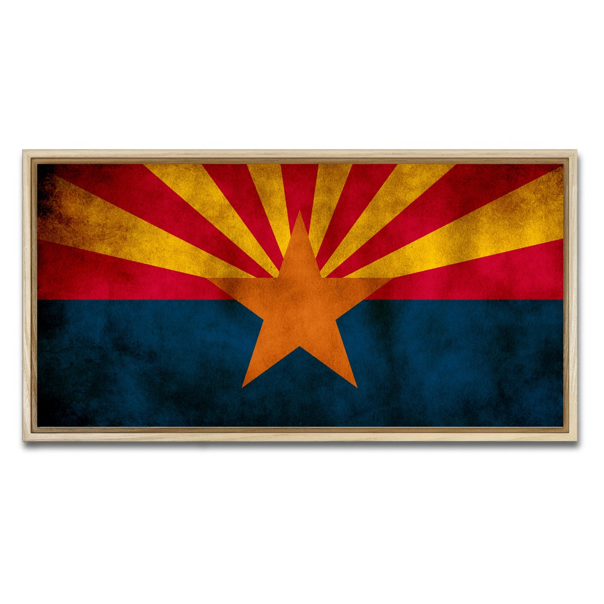 AUTO-MOCKUP WHITE | Grunge Arizona State Flag | 1 Piece | Natural Framed Canvas | group=2x1