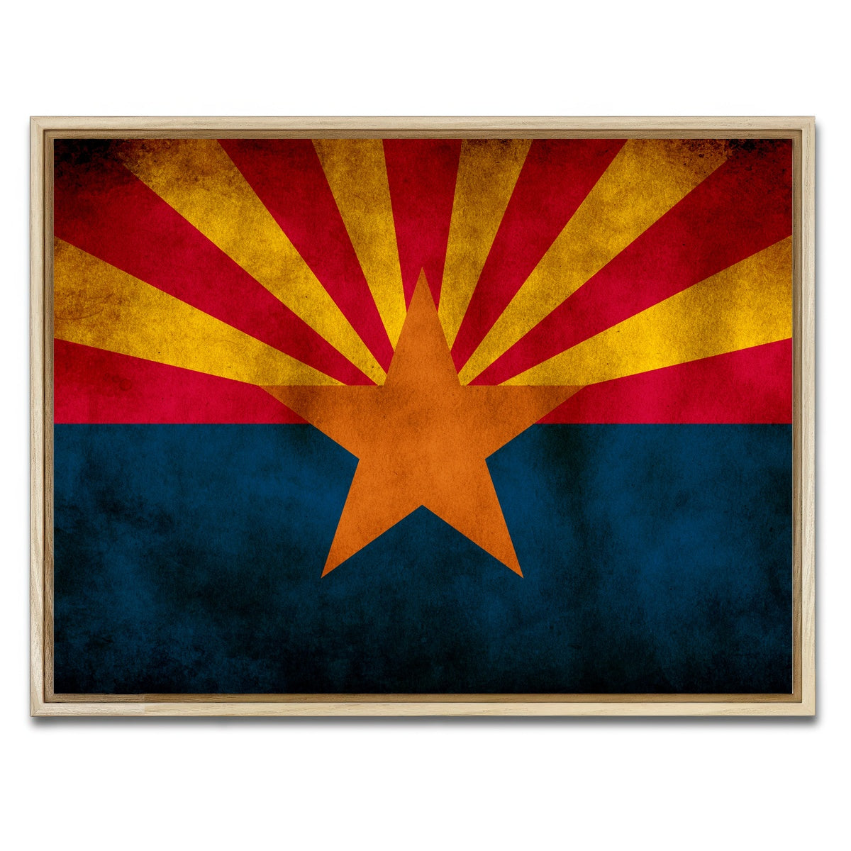 AUTO-MOCKUP WHITE | Grunge Arizona State Flag | 1 Piece | Natural Framed Canvas | group=4x3