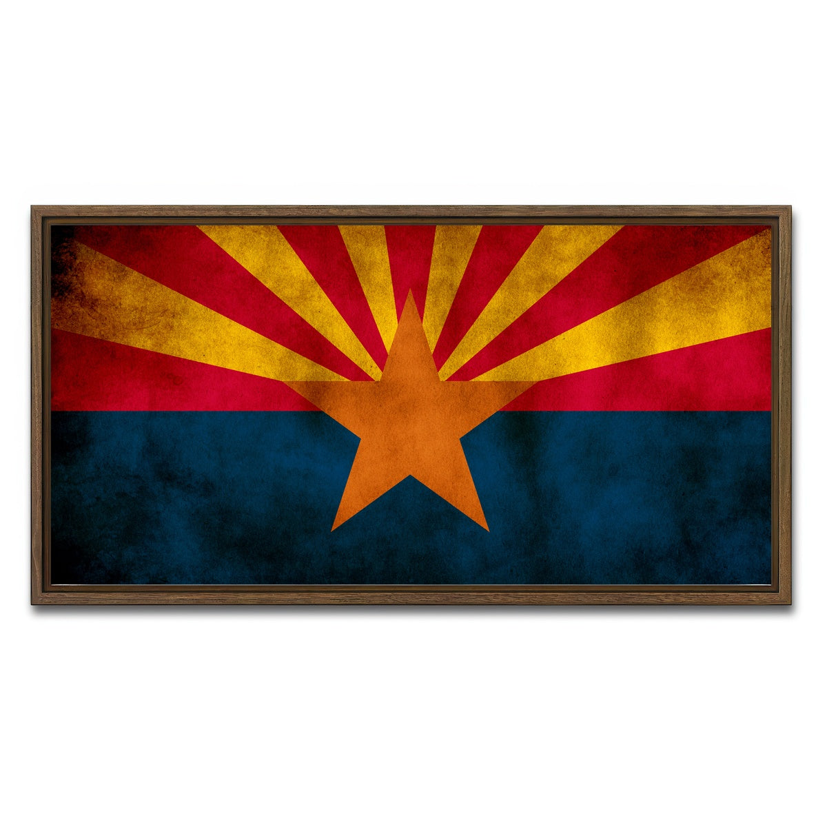 AUTO-MOCKUP WHITE | Grunge Arizona State Flag | 1 Piece | Walnut Framed Canvas | group=2x1