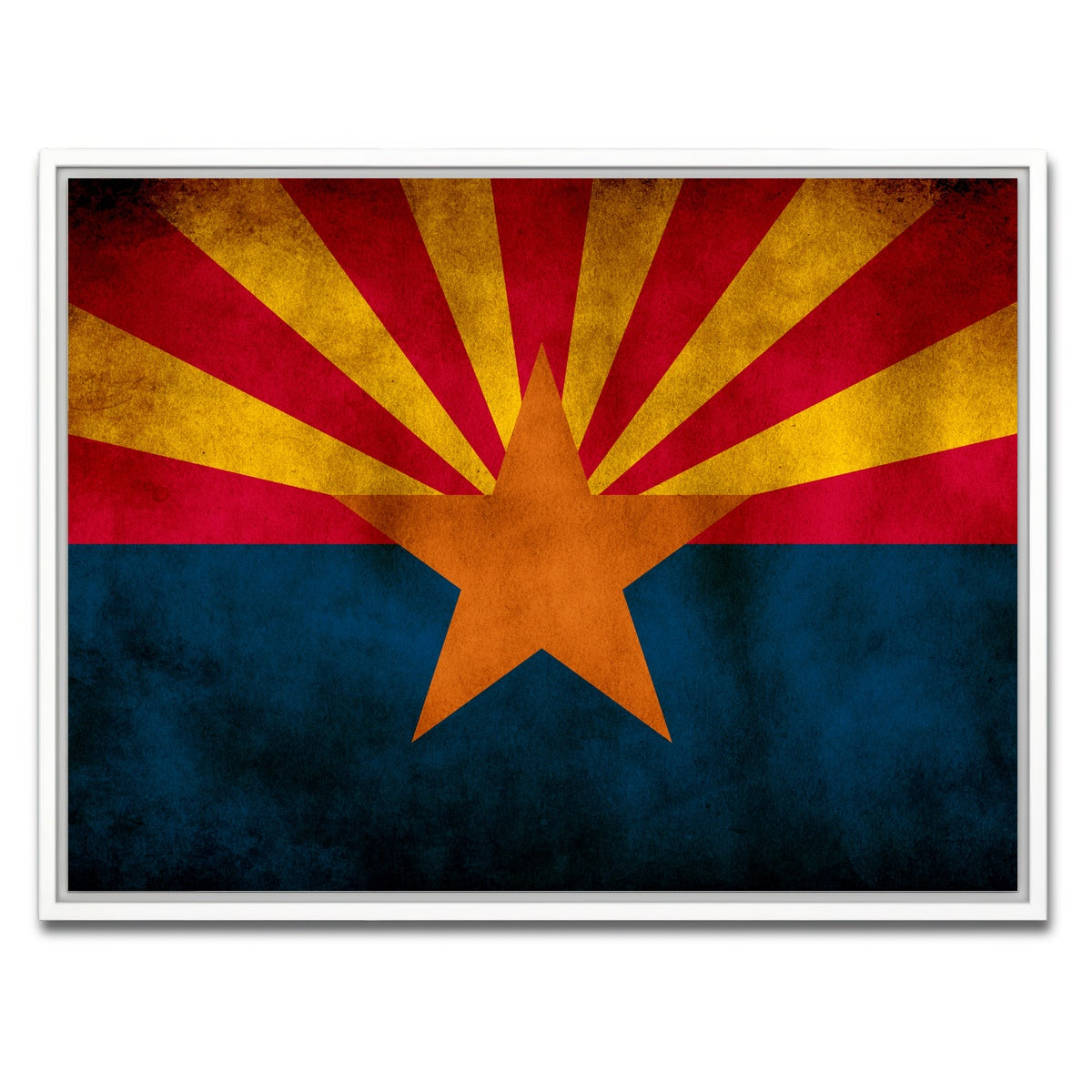 AUTO-MOCKUP WHITE | Grunge Arizona State Flag | 1 Piece | White Framed Canvas | group=4x3