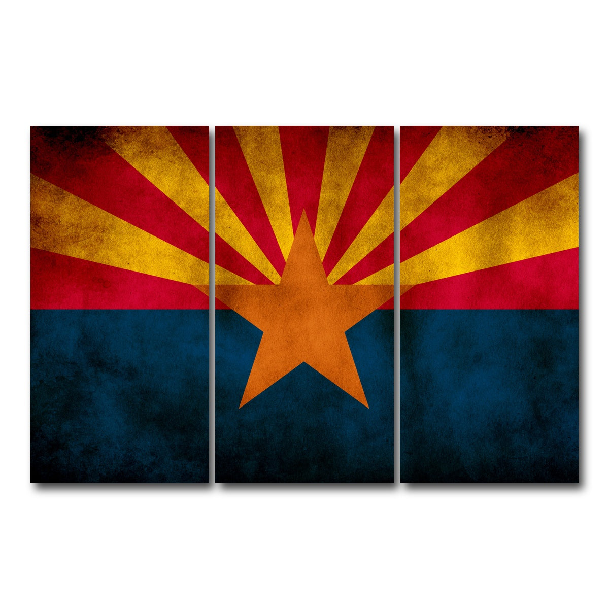 AUTO-MOCKUP WHITE | Grunge Arizona State Flag | 3 Piece | Gallery Wrap Canvas | group=12x24