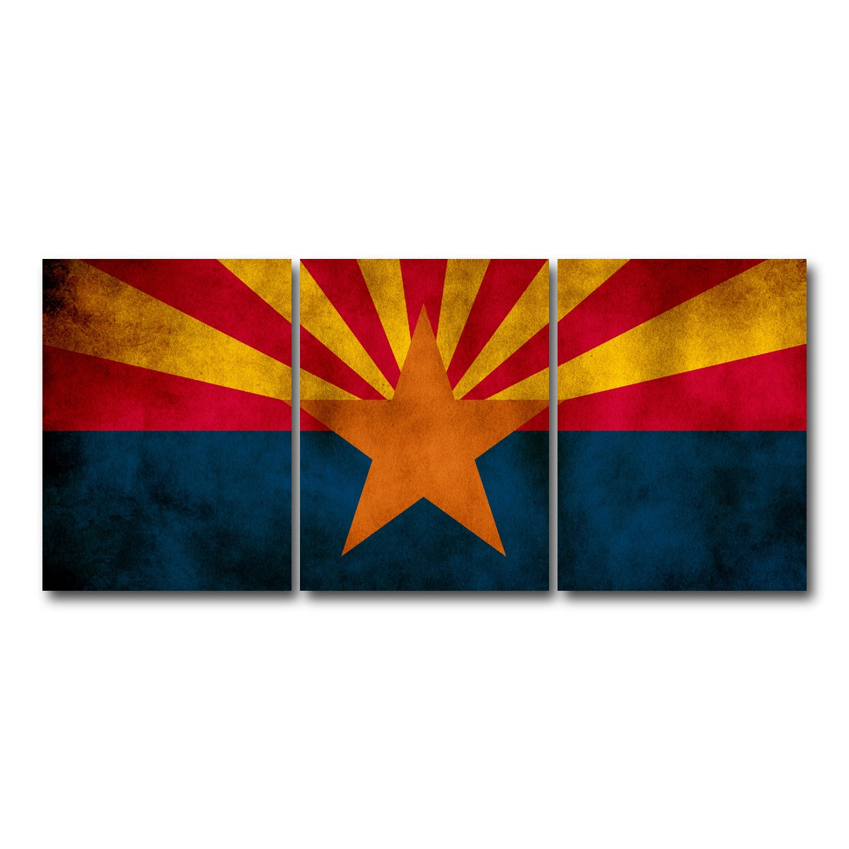 AUTO-MOCKUP WHITE | Grunge Arizona State Flag | 3 Piece | Gallery Wrap Canvas | group=18x24