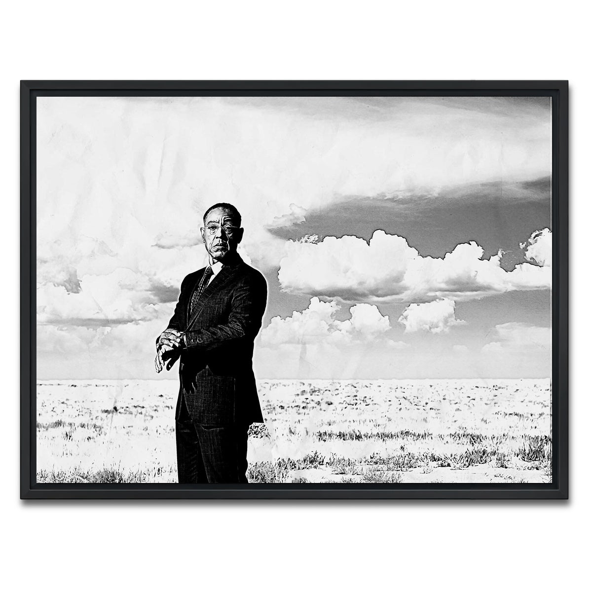 AUTO-MOCKUP WHITE | Gus Fring Grayscale | 1 Piece | Black Framed Canvas | group=4x3