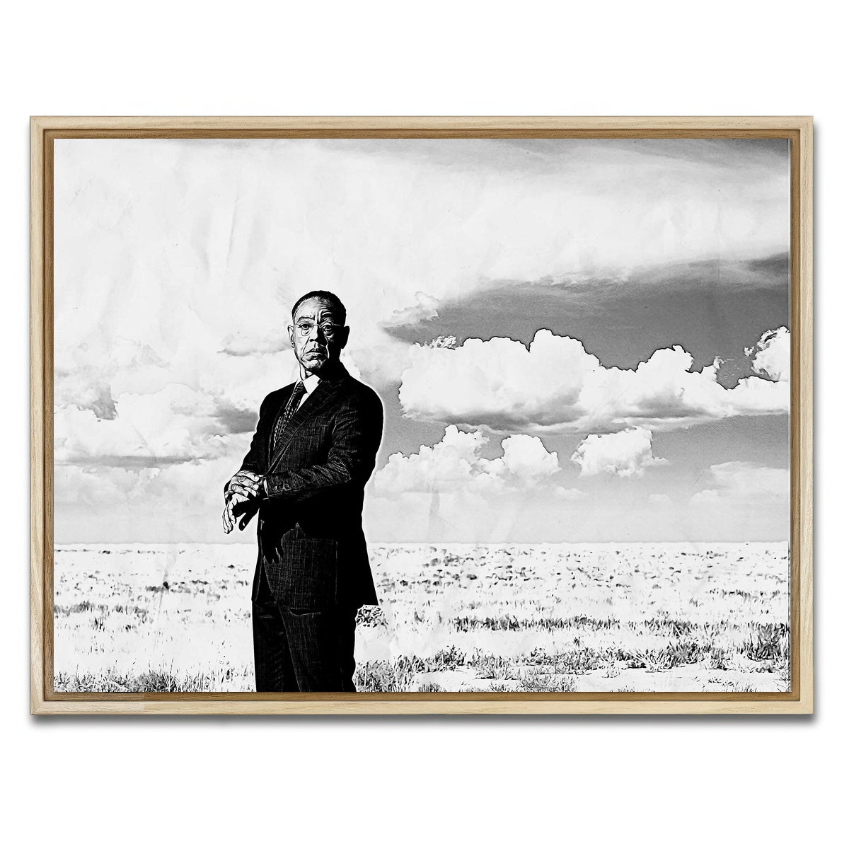 AUTO-MOCKUP WHITE | Gus Fring Grayscale | 1 Piece | Natural Framed Canvas | group=4x3