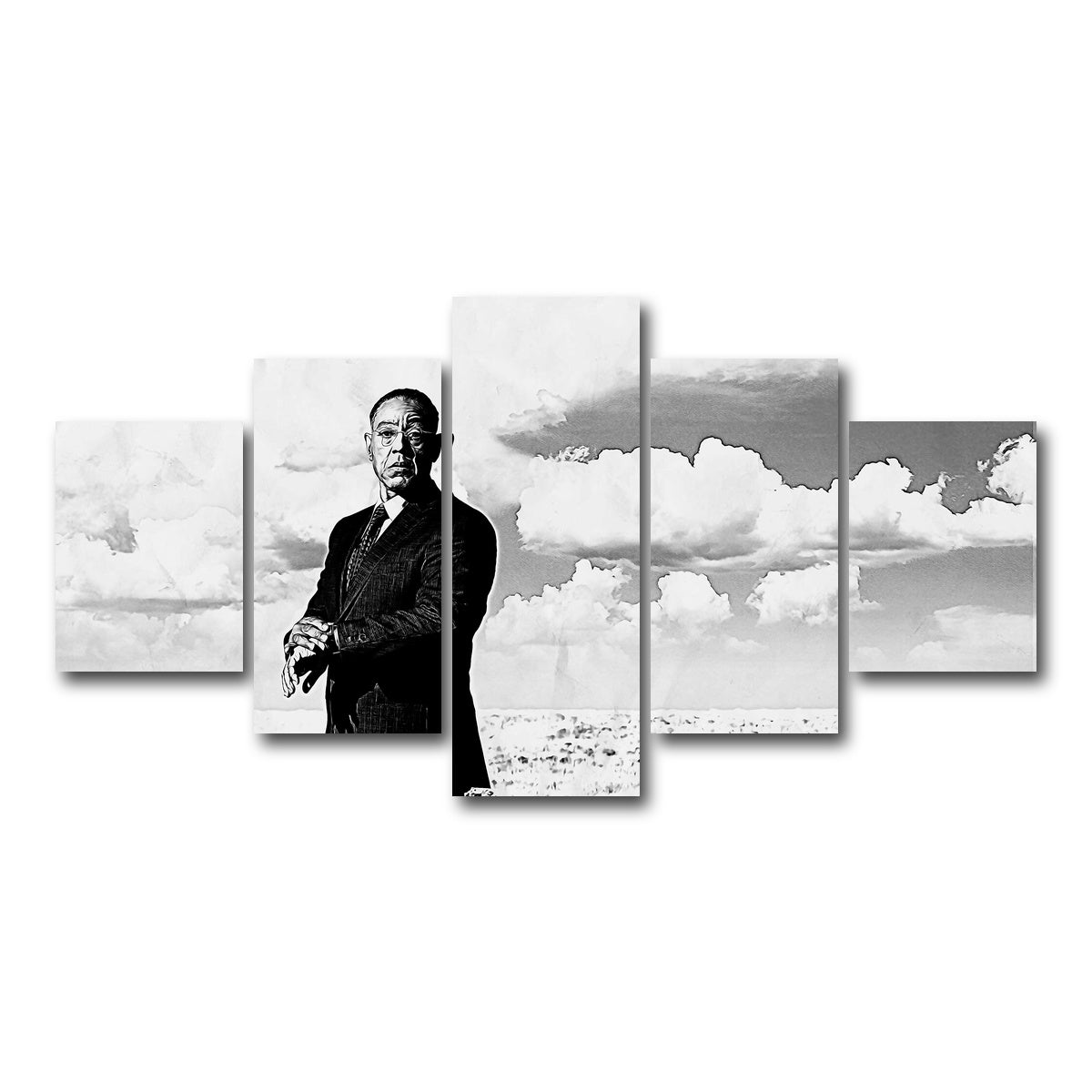 AUTO-MOCKUP WHITE | Gus Fring Grayscale | 5 Piece | Gallery Wrap Canvas | group=5_short