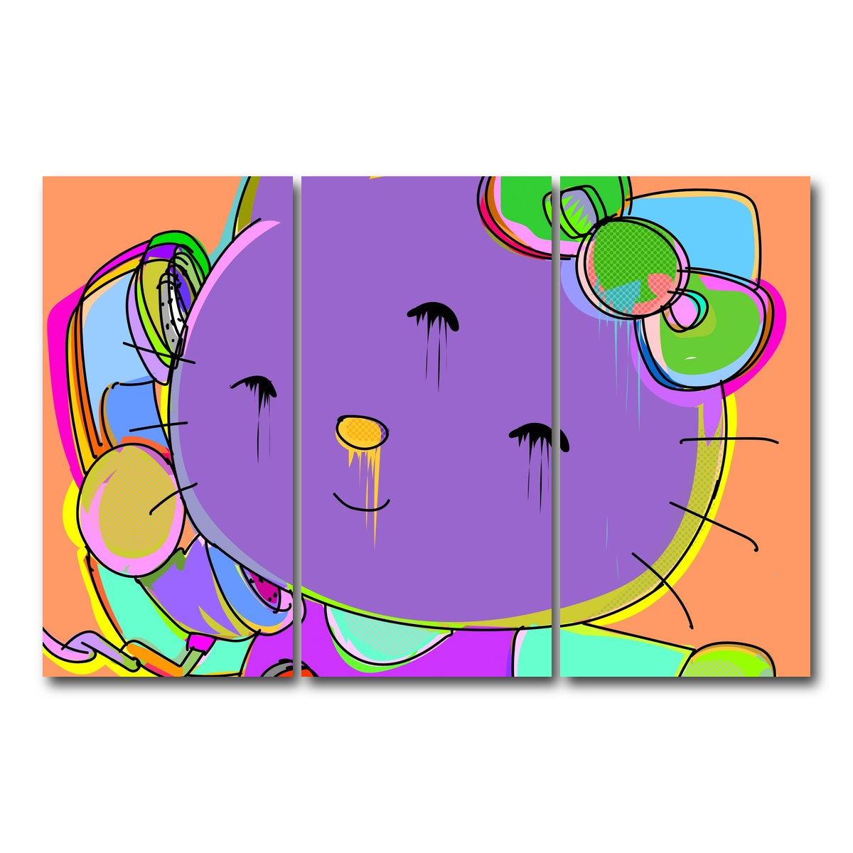 AUTO-MOCKUP WHITE | HELLO KITTY | 3 Piece | Gallery Wrap Canvas | group=12x24