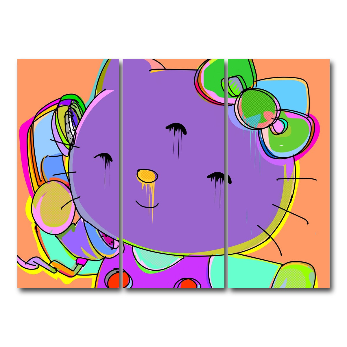 AUTO-MOCKUP WHITE | HELLO KITTY | 3 Piece | Gallery Wrap Canvas | group=8x18