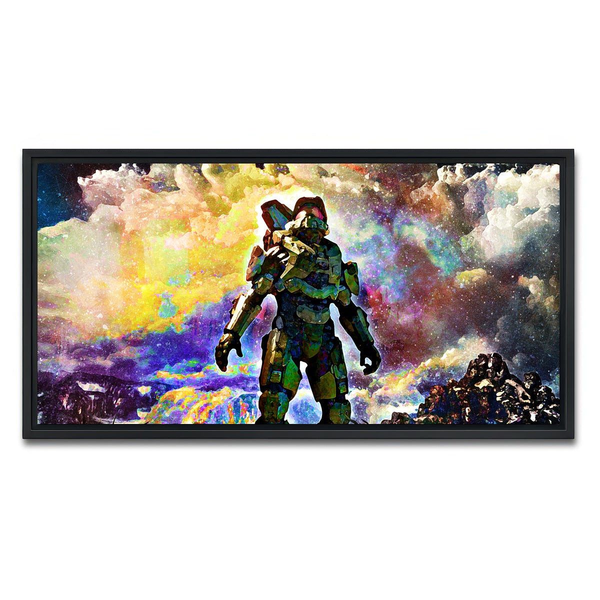 AUTO-MOCKUP WHITE | Halo | 1 Piece | Black Framed Canvas | group=2x1