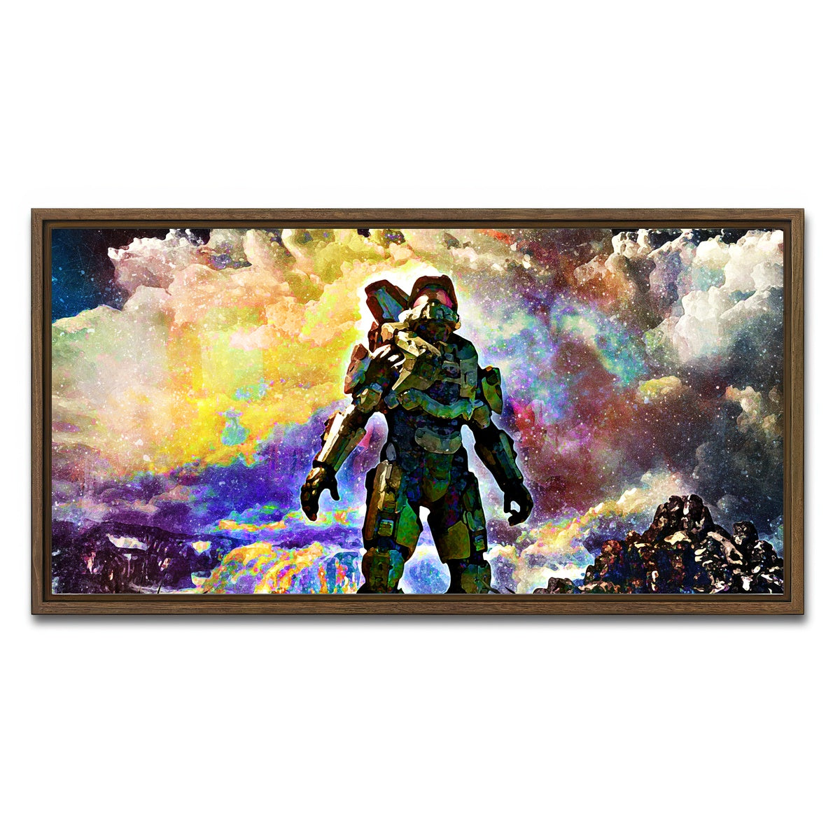 AUTO-MOCKUP WHITE | Halo | 1 Piece | Walnut Framed Canvas | group=2x1