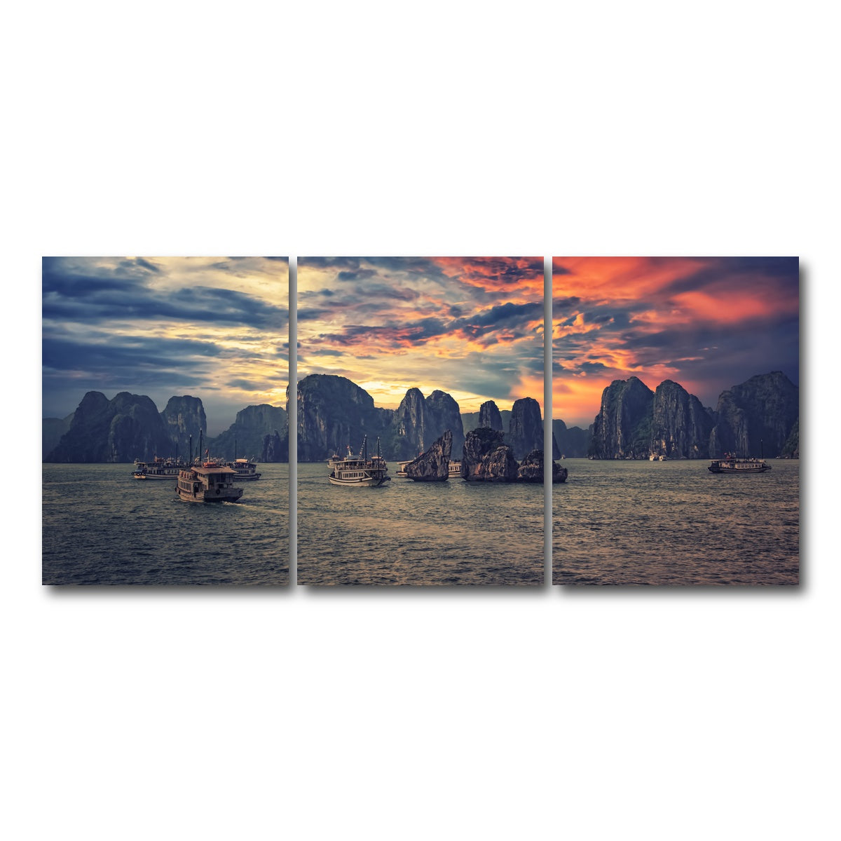 AUTO-MOCKUP WHITE | Halong Bay | 3 Piece | Gallery Wrap Canvas | group=18x24