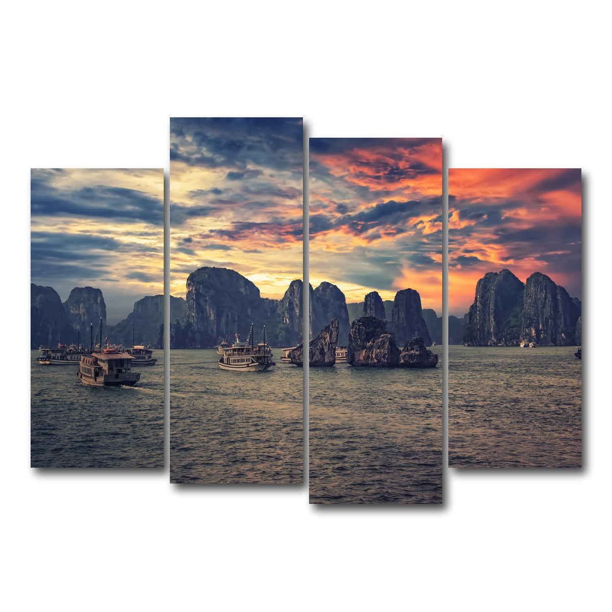 AUTO-MOCKUP WHITE | Halong Bay | 4 Piece | Gallery Wrap Canvas | group=4_normal