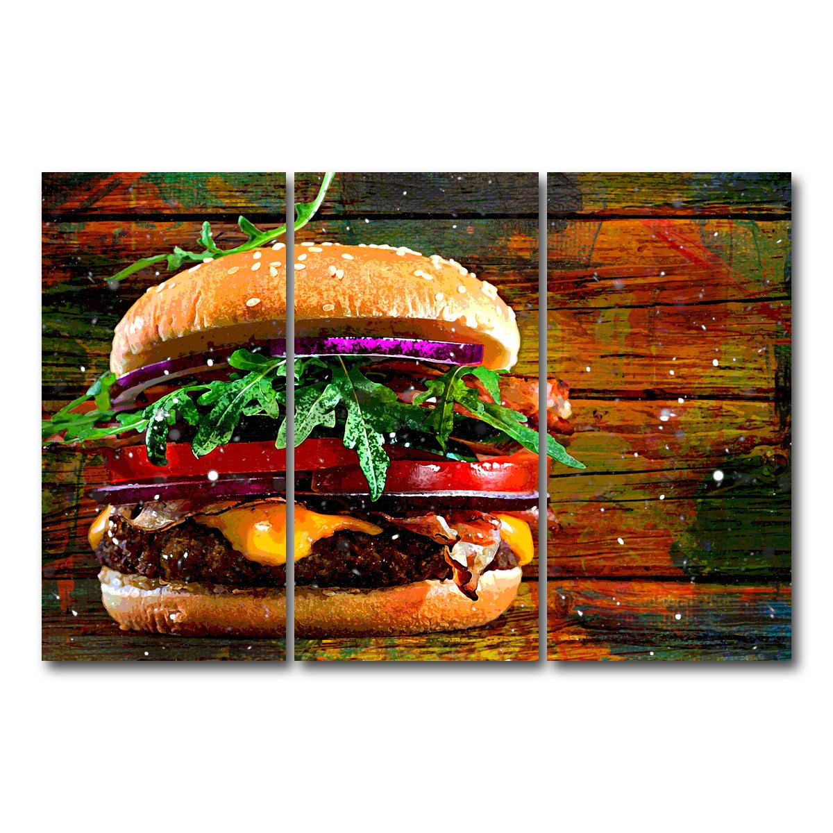 AUTO-MOCKUP WHITE | Hamburger | 3 Piece | Gallery Wrap Canvas | group=12x24