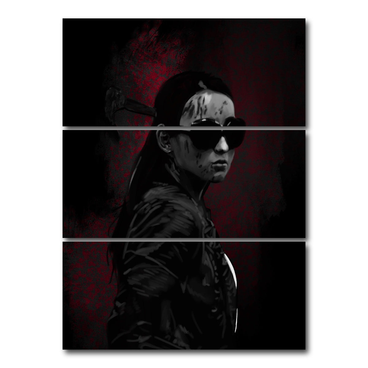 AUTO-MOCKUP WHITE | Hammer Girl | 3 Piece | Gallery Wrap Canvas | group=8x18_stacked
