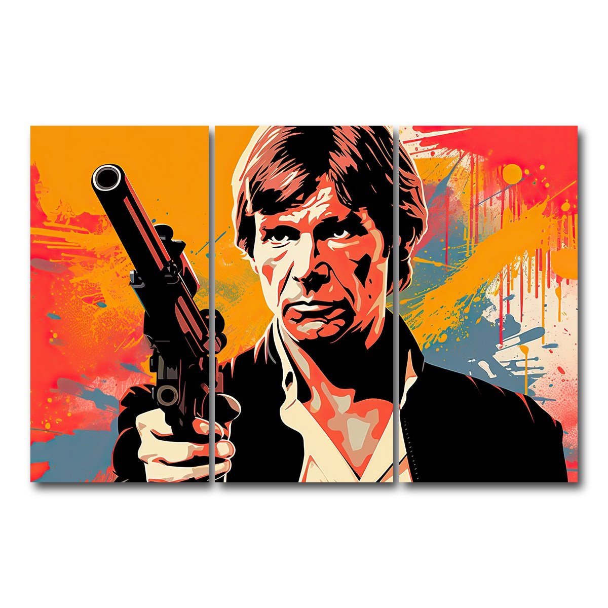 AUTO-MOCKUP WHITE | Han Solo Warhol style | 3 Piece | Gallery Wrap Canvas | group=12x24