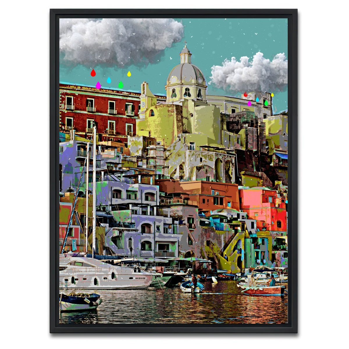 AUTO-MOCKUP WHITE | Happy City Life | 1 Piece | Black Framed Canvas | group=3x4