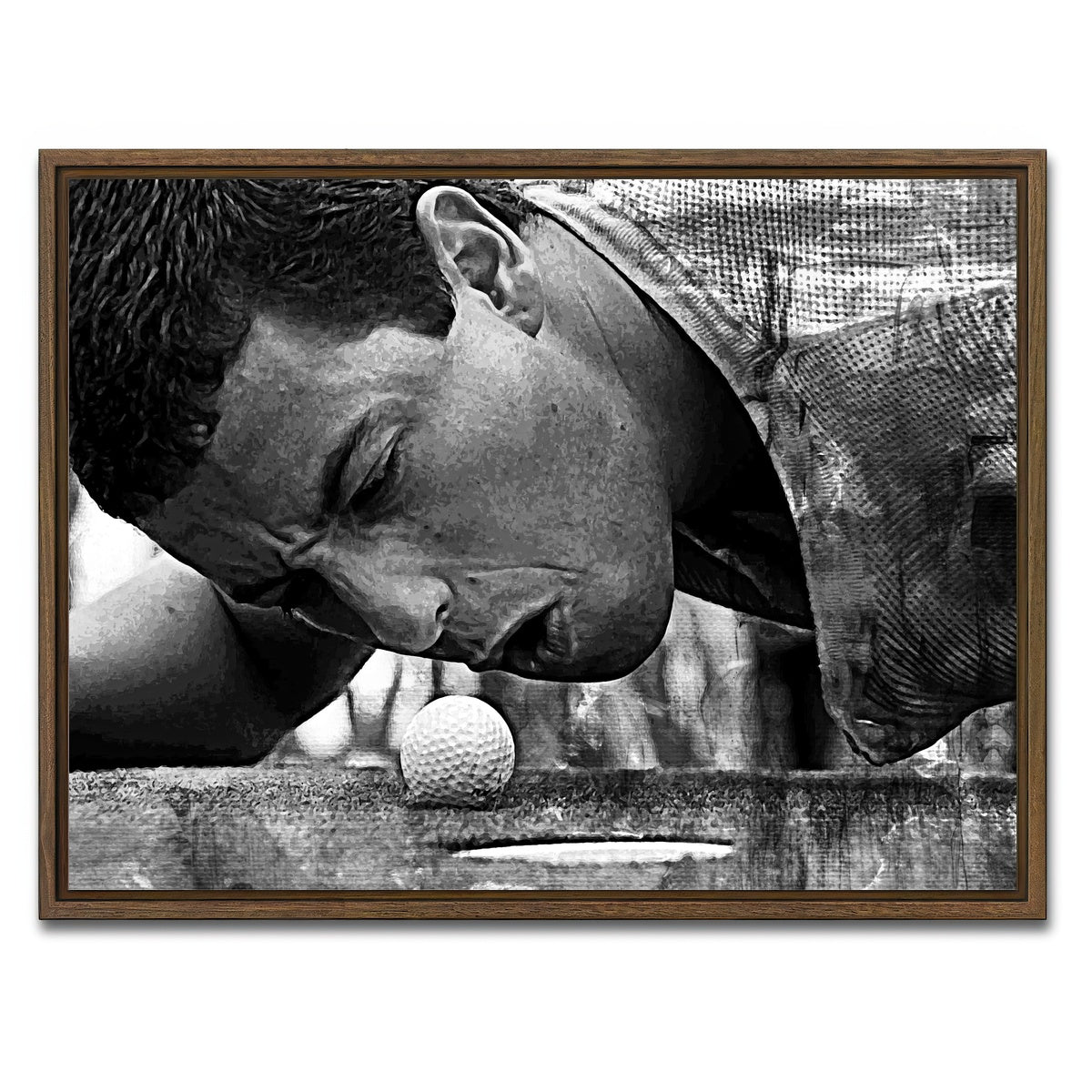 AUTO-MOCKUP WHITE | Happy Gilmore Grayscale | 1 Piece | Walnut Framed Canvas | group=4x3