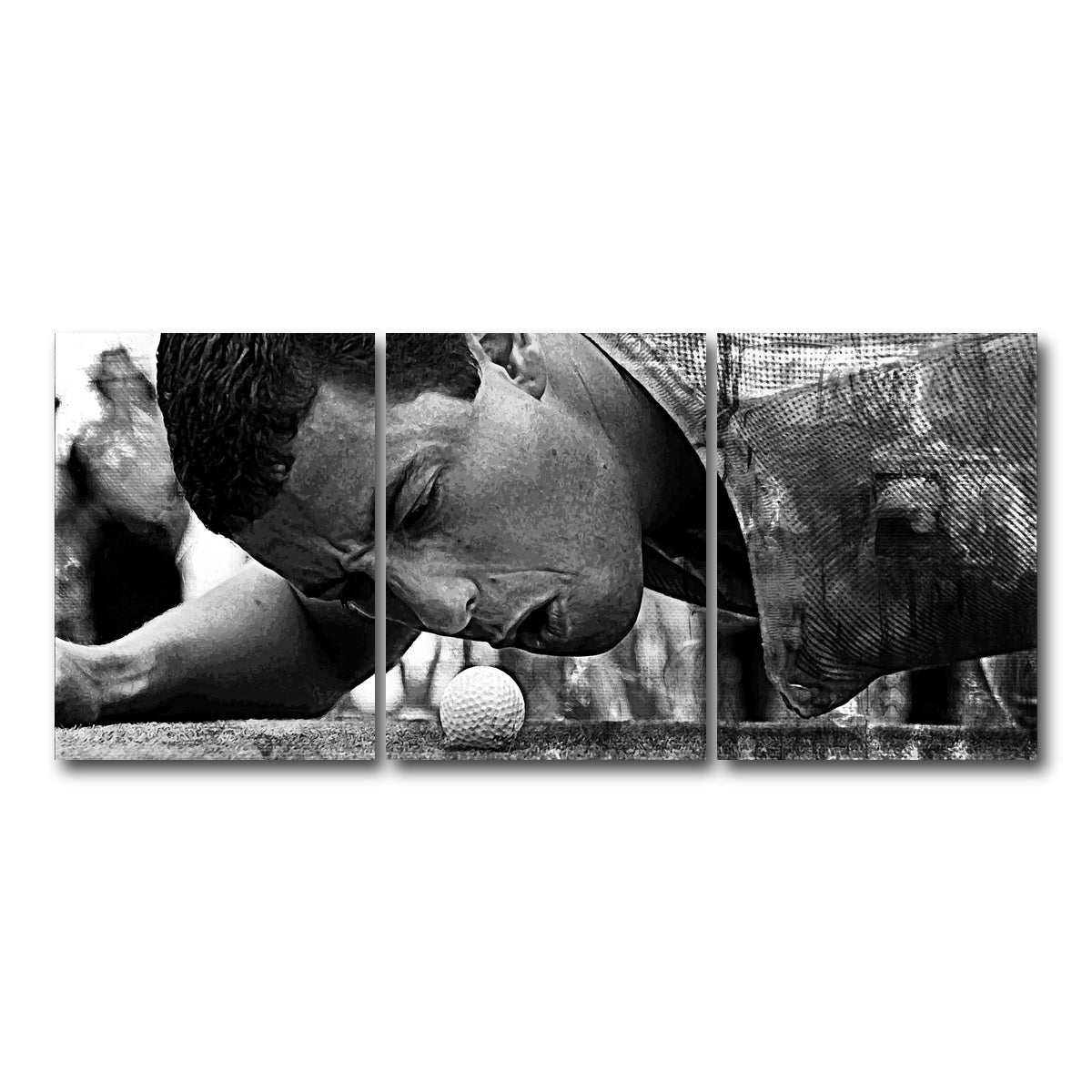 AUTO-MOCKUP WHITE | Happy Gilmore Grayscale | 3 Piece | Gallery Wrap Canvas | group=18x24